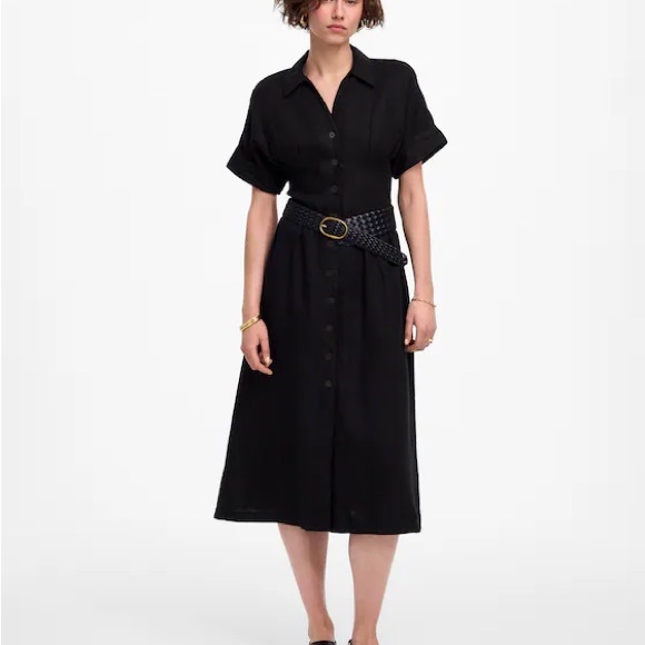 Madewell Pleated Linen Midi Shirtdress - Picture 2 of 12